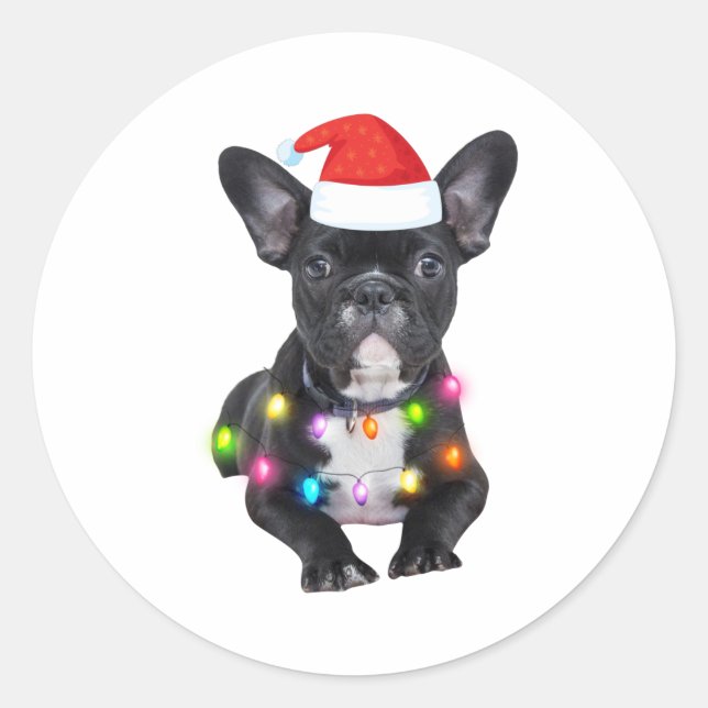frenchies christmas gift for bulldog lovers classic round sticker (Front)