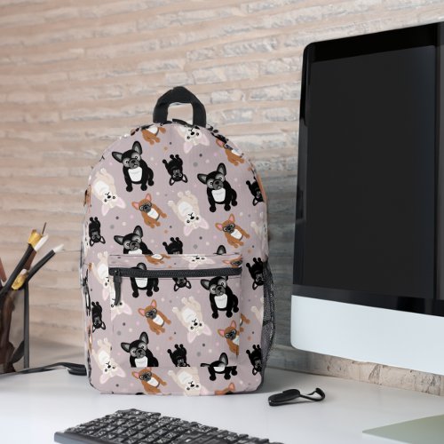Frenchies Cute French Bulldog Pattern Printed Backpack