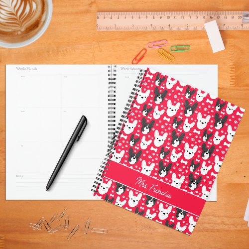 Frenchies French Bulldog Pattern Weekly Monthly Planner
