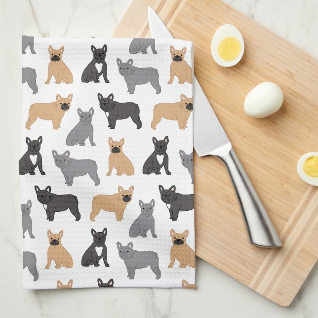 Frenchies French Bulldog - Pick Your Color! Kitchen Towel (Quarter Fold)