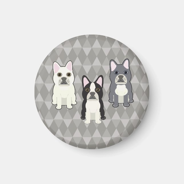 Frenchies Gray Diamonds Magnet (Front)