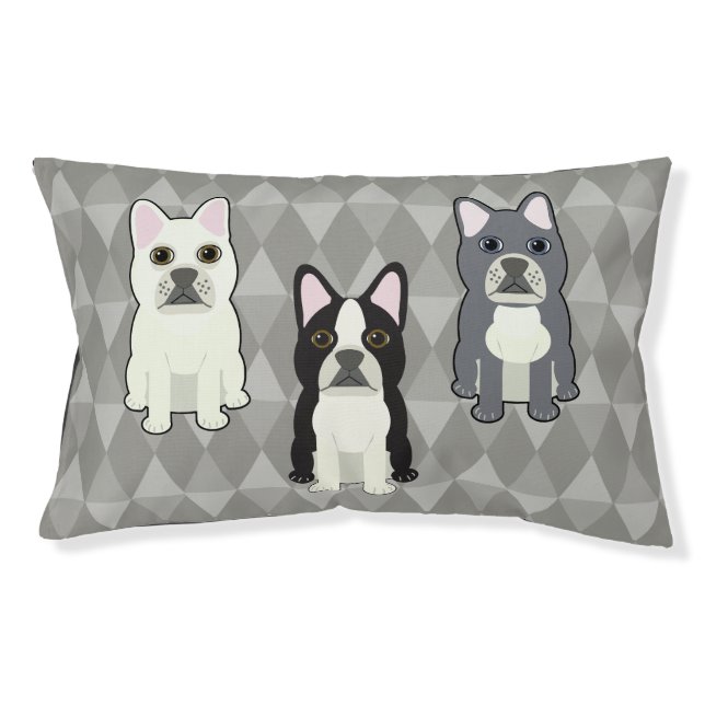 Frenchies Gray Diamonds Pet Bed (Front)