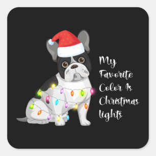 frenchies my favorite color is christmas square st sticker