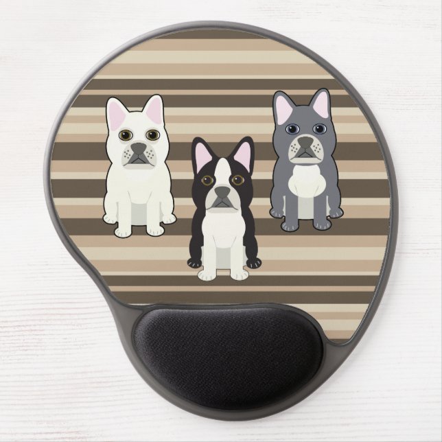 Frenchies Neutral Striped Gel Mouse Pad (Front)