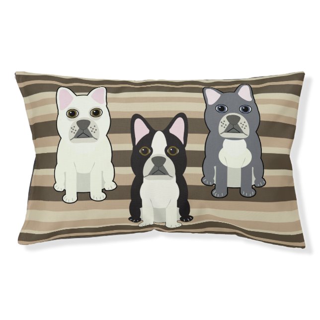 Frenchies Neutral Striped Pet Bed (Front)