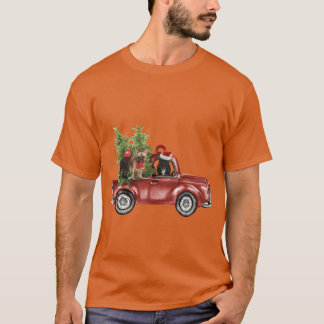 Frenchies On Car Christmas Ornament Dog Christmas  T-Shirt