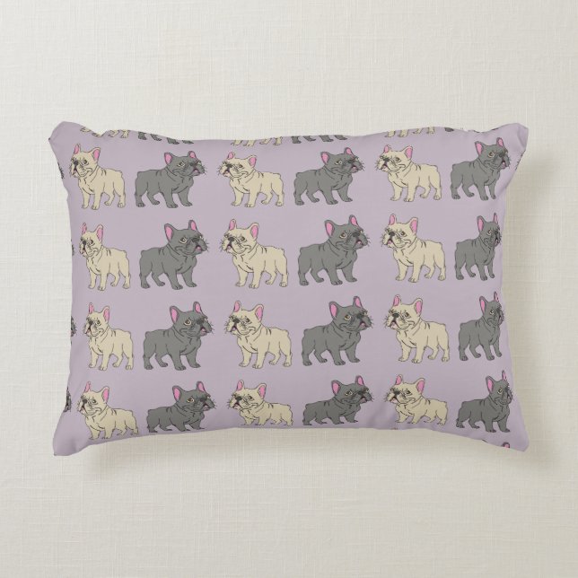 Frenchies, Purple Accent Pillow (Front)