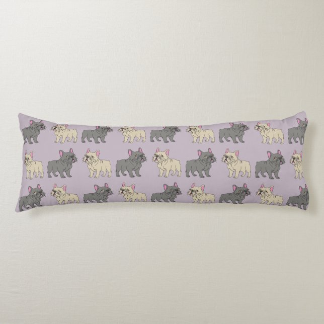Frenchies, Purple Body Pillow (Front)