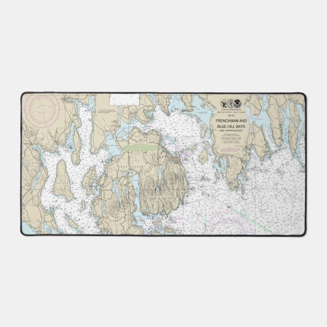 Frenchman and Blue Hill Bays and Approaches Chart Desk Mat (Front)