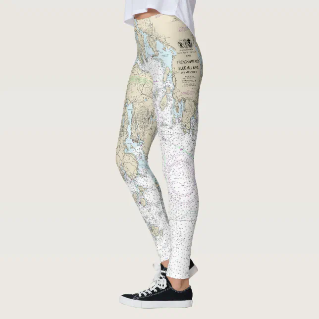 Frenchman and Blue Hill Bays and Approaches Chart Leggings | Zazzle