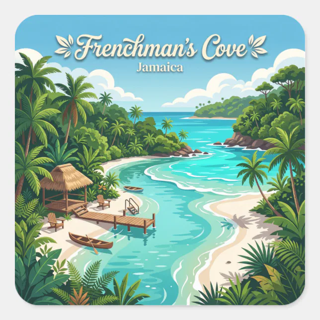 Rectangle Square Sticker Frenchman's Cove Port Antonio Jamaica Square Sticker | Zazzle