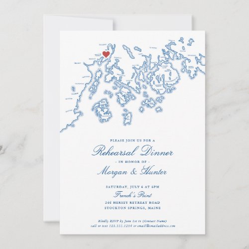 Frenchs Point Maine Wedding Rehearsal Dinner Invitation