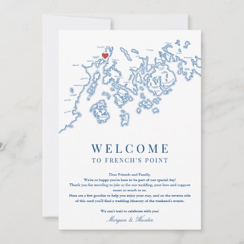 Frenchs Point Maine Wedding Welcome Itinerary Thank You Card