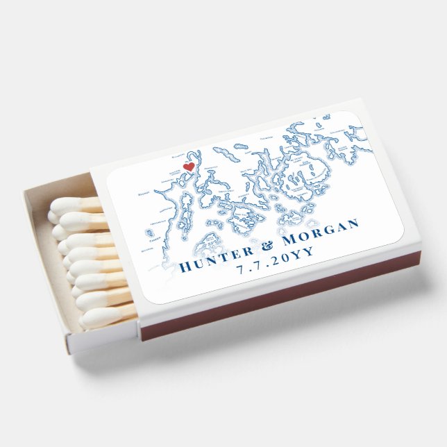 French's Point Penobscot Bay Maine Elegant Wedding Matchboxes (Front Open)