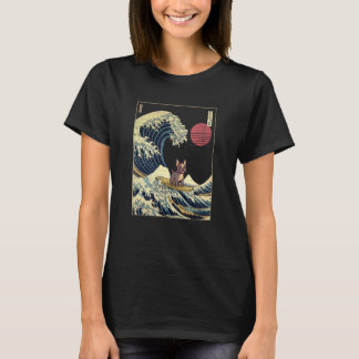 Frenchton Japanese Kanagawa Wave  Surf Dog 1 T-Shirt