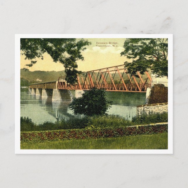 Frenchtown NJ Delaware River Bridge 1910s Postcard (Front)