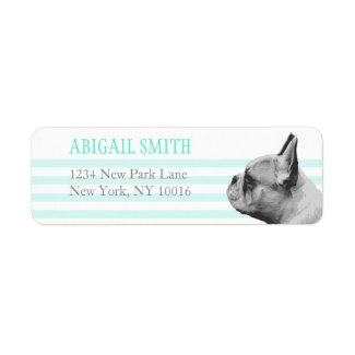 Frenchy Teal & white stripes Return Address Labels