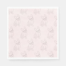 frenchys know how to party, napkins bulldog pink