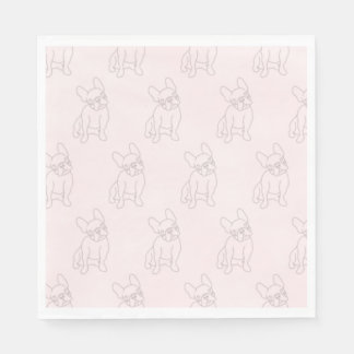 frenchys know how to party, napkins bulldog pink