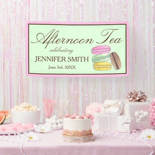 Frenh Macarons Wedding Shower Afternoon Tea Party Banner