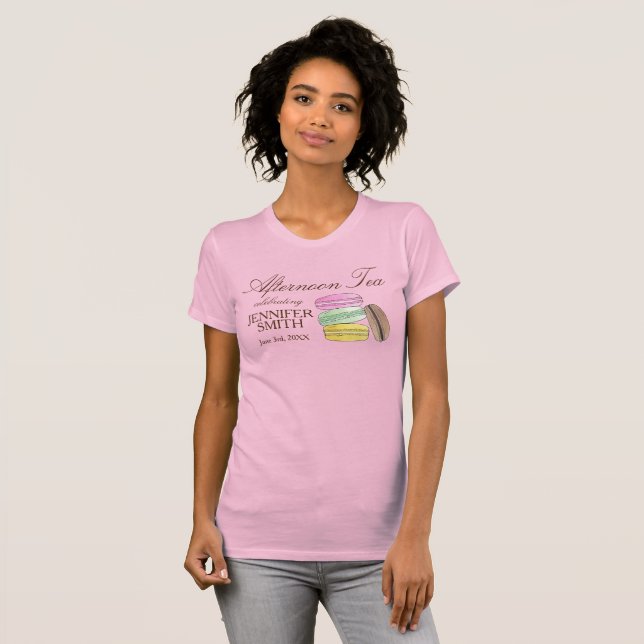 Frenh Macarons Wedding Shower Afternoon Tea Party T-Shirt (Front Full)