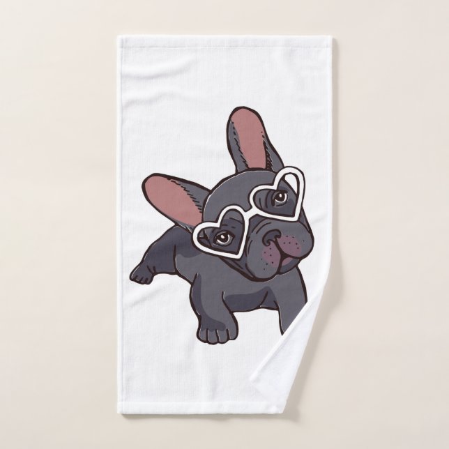 frensh bulldog bath towel. hand towel  (Hand Towel)