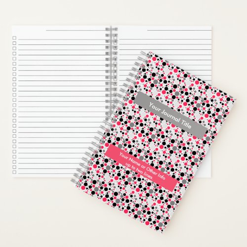 Frenzied Polka Dots _ Personalized _ PinkGray Notebook