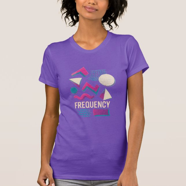 FREQUENCY – Vintage Synthwave Abstract Design T-Shirt (Front)