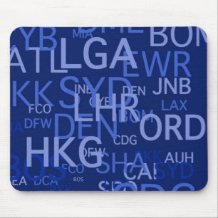 Frequent Flyer Airport Codes Mouse Pad