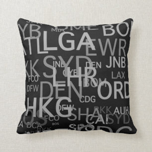 Frequent Flyer Airport Codes Throw Pillow