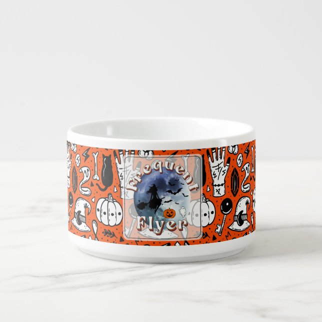 Frequent Flyer Halloween Witch Riding Broomstick Bowl (Center)