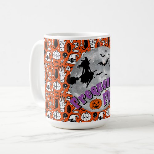 Frequent Flyer Halloween Witch Riding Broomstick  Coffee Mug