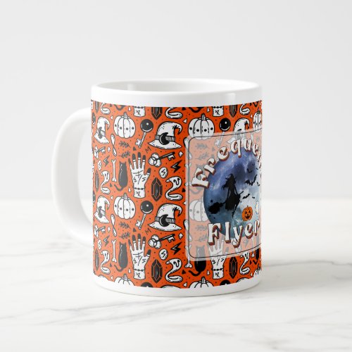 Frequent Flyer Halloween Witch Riding Broomstick Giant Coffee Mug