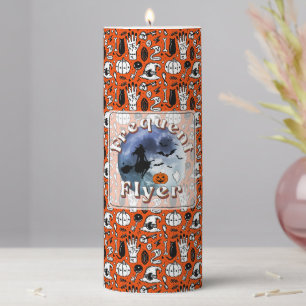 Frequent Flyer Halloween Witch Riding Broomstick Pillar Candle