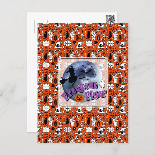 Frequent Flyer Halloween Witch Riding Broomstick  Postcard