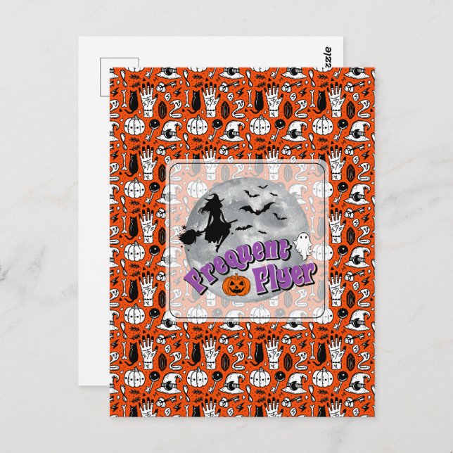 Frequent Flyer Halloween Witch Riding Broomstick  Postcard (Front/Back)