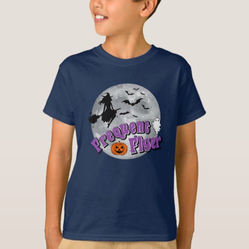 Frequent Flyer Halloween Witch Riding Broomstick  T_Shirt