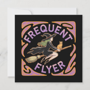 Frequent Flyer Witch A Funny Halloween Take  Invitation