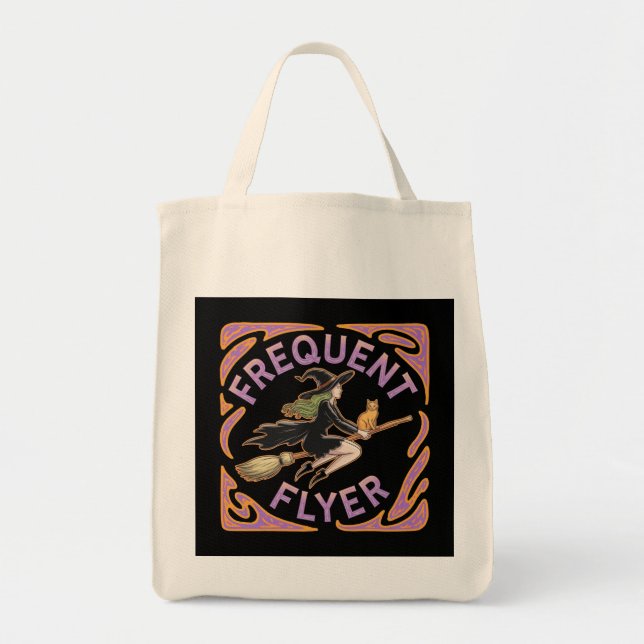Frequent Flyer Witch A Funny Halloween Take  Tote Bag (Front)