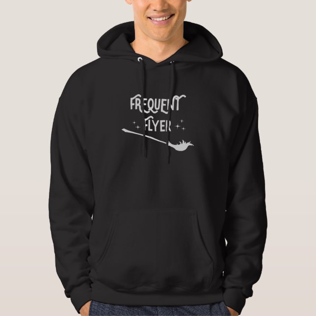 Frequent Flyer Witches Broom Halloween  Costume Hoodie (Front)