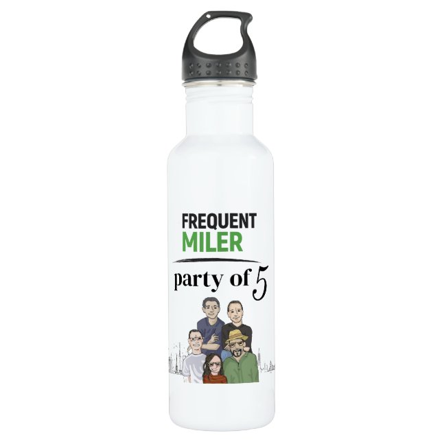 Frequent Miler Party of 5 Water Bottle (Front)