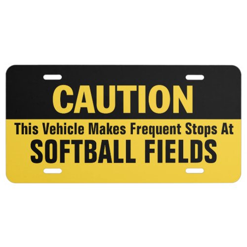 Frequent Stops at Softball Fields License Plate