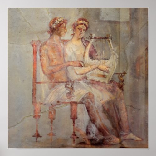 Fresco of a Music Lesson Pompeii Poster