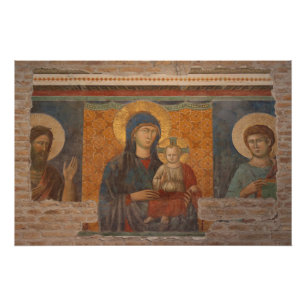Fresco Of Madonna And Child Poster