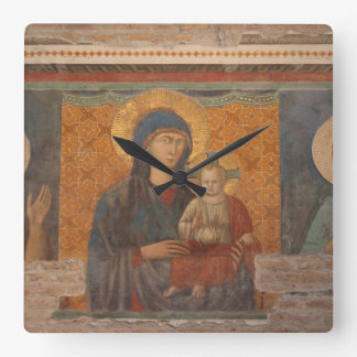Fresco Of Madonna And Child Square Wall Clock