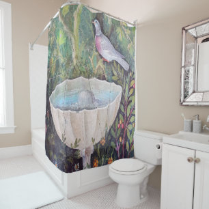 Fresco of Pigeon and a Fountain, Pompeii Shower Curtain