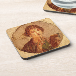 Fresco of Sappho in Pompeii Beverage Coaster