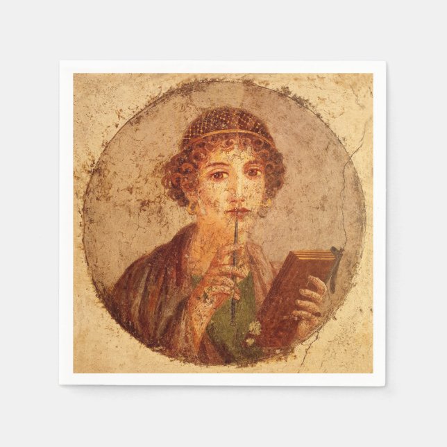 Fresco of Sappho in Pompeii Napkins (Front)