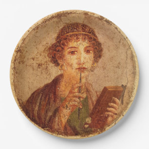 Fresco of Sappho in Pompeii    Paper Plates