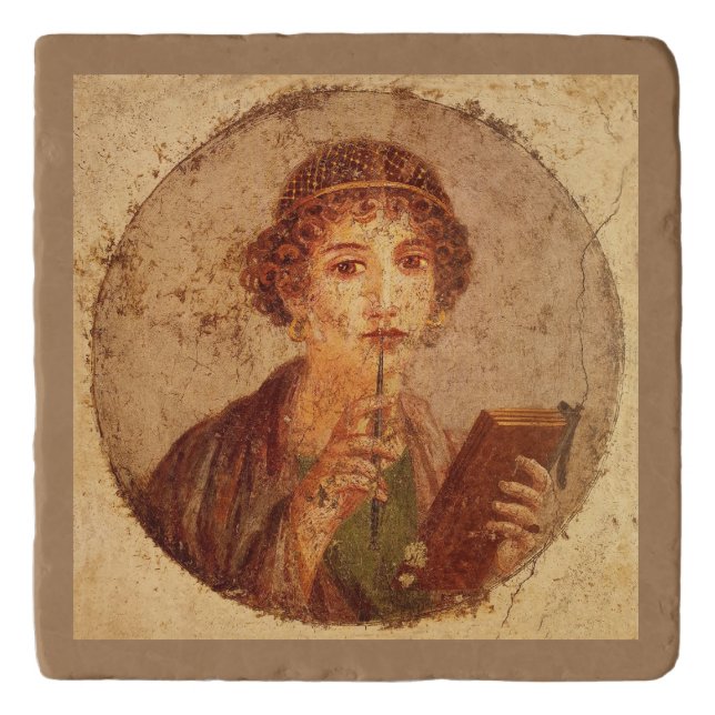 Fresco of Sappho in Pompeii Trivet (Front)